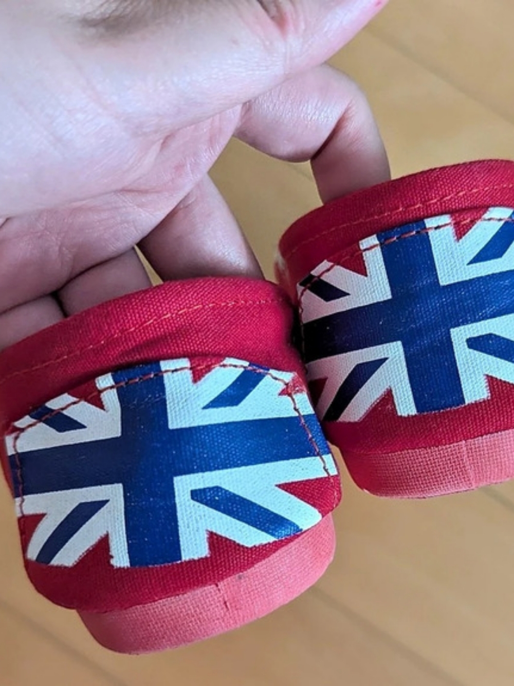 Printed Slip On Flats in Red & Blue Flag detail - Picture 3 of 3